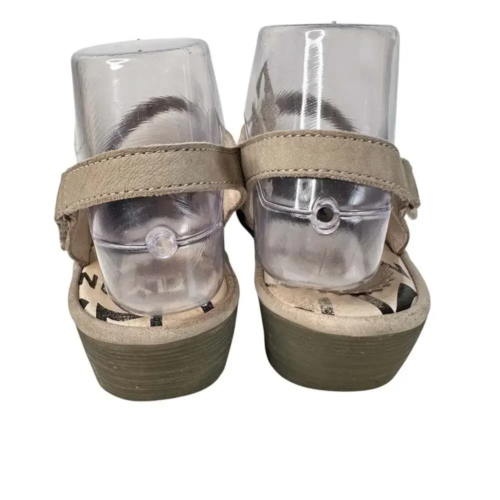 Fly London Womens Pele Slingback Shoes Taupe Leather Closed Toe EU 38